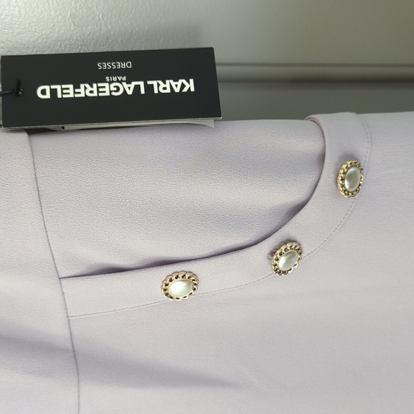 Karl Lagerfeld PARIS Button Accent Scuba Crepe Sheath Dress size 10 - Picture 6 of 8